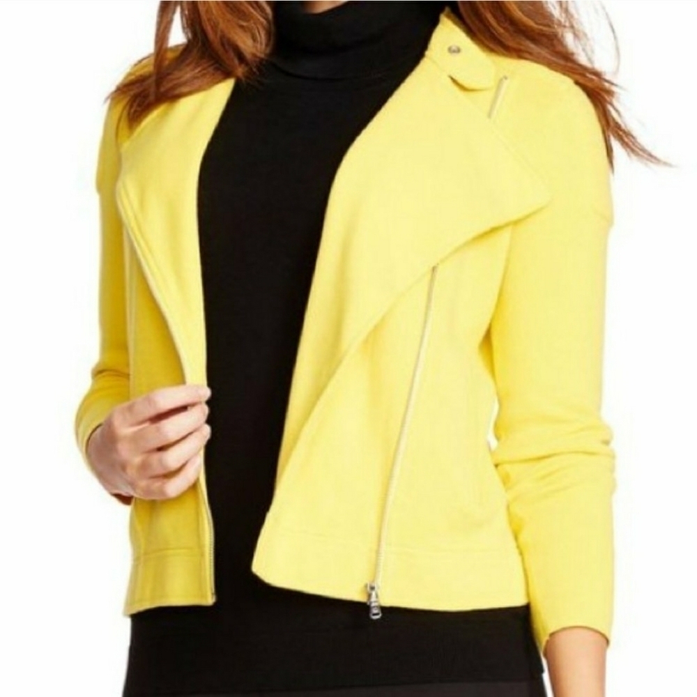 Lauren by Ralph Lauren Yellow Moto Jacket, Size XL